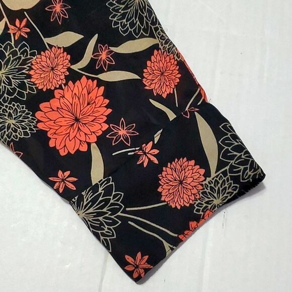 Studio C Vintage Black & Orange Floral Long Sleeve Button Down Casual Top 18/20 - Picture 7 of 11